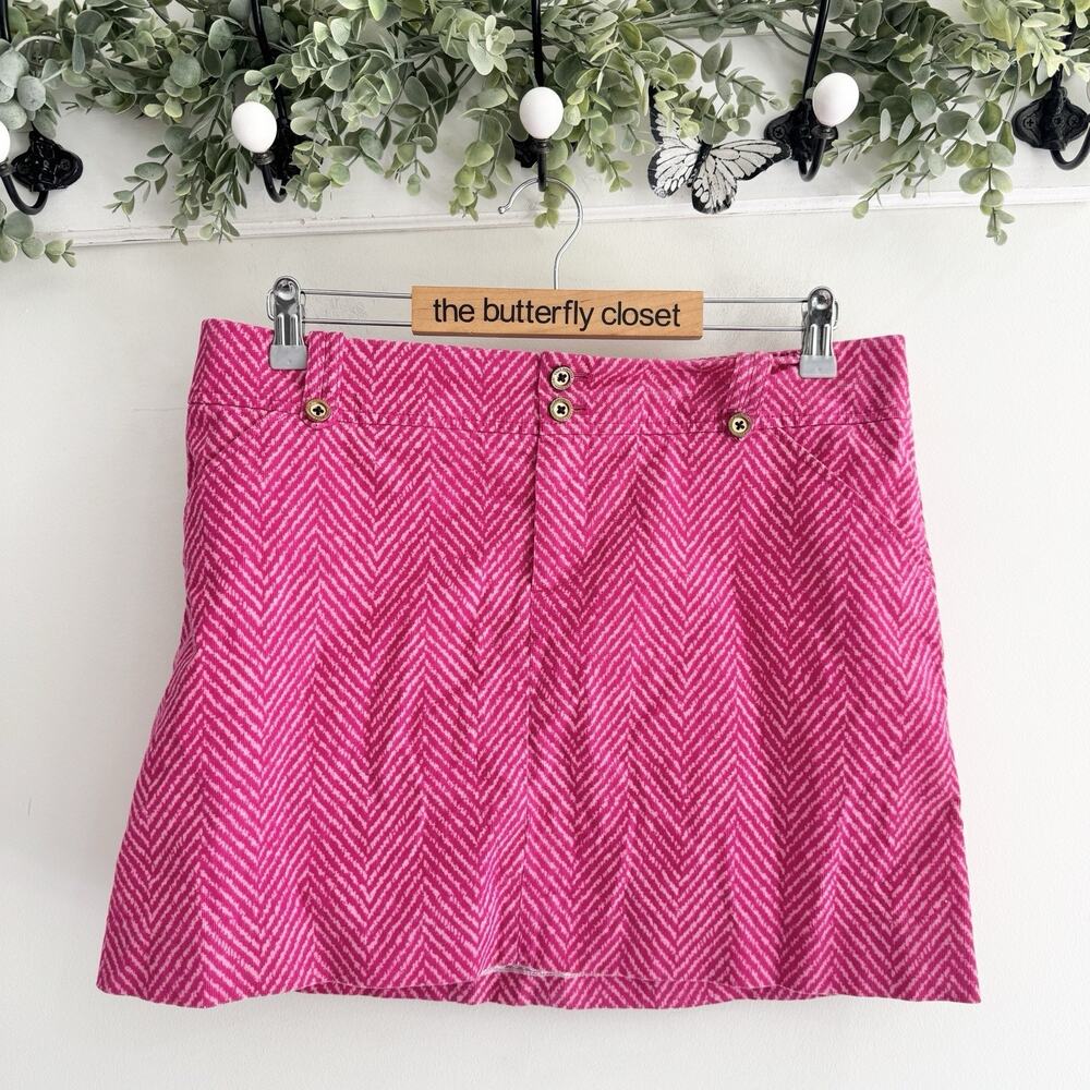 Lilly Pulitzer Pink Herringbone Mini Skirt Size 10 G4822
